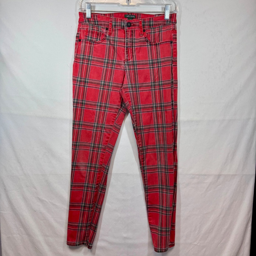 Wild Fable Plaid Pants‎ Skinny Leg Ankle Casual Red Black Size 4
